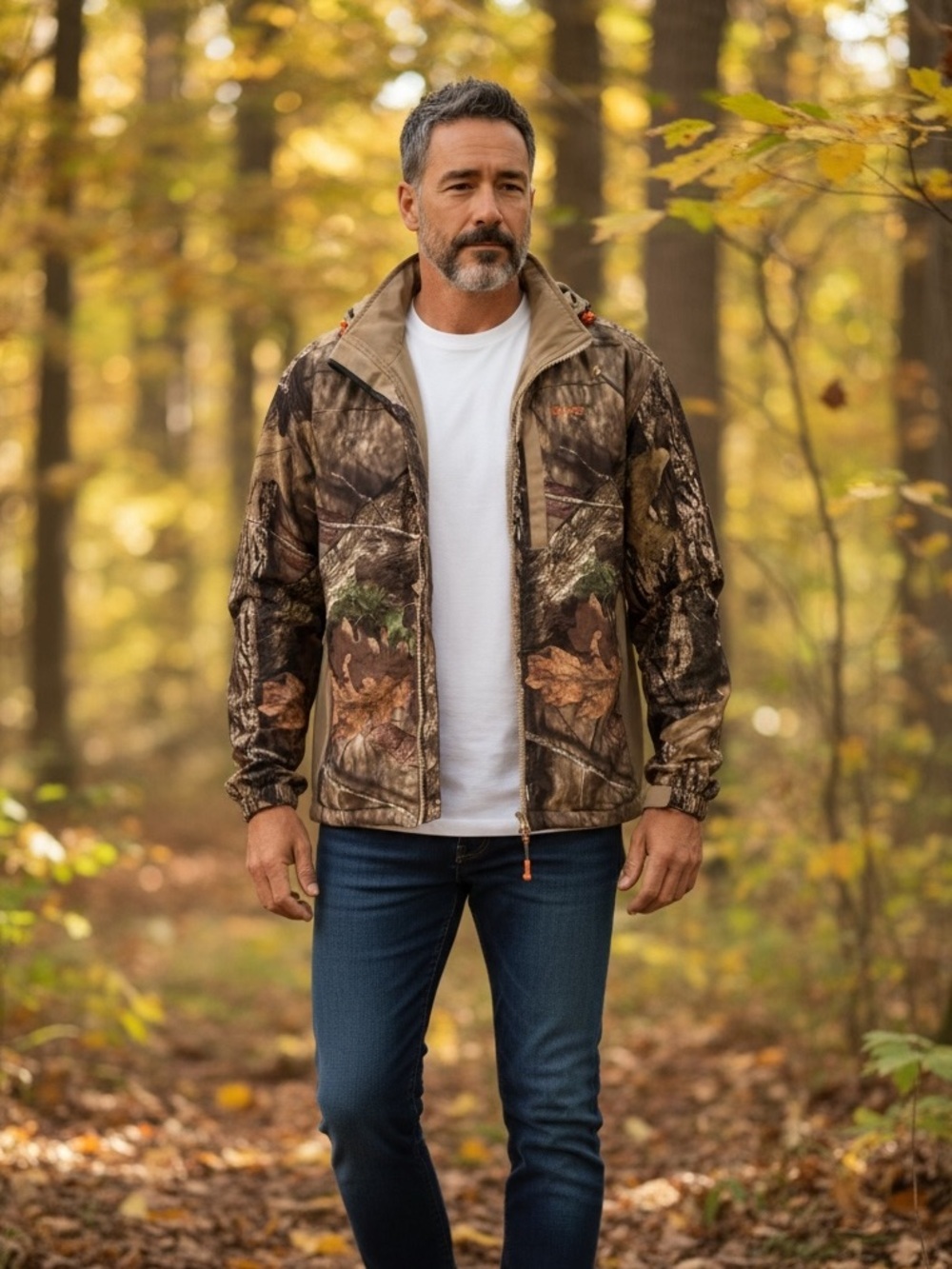 Rustic Ridge Camo Hunting Jacket 2XL Mossy Oak Scent Stop Hooded Outdoor Coat